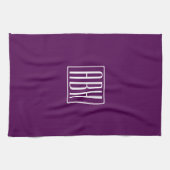 Initiaal Monogram | Wit Op Diep Paars Theedoek (Horizontaal)