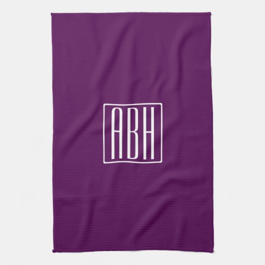 Initiaal Monogram | Wit Op Diep Paars Theedoek (Verticaal)