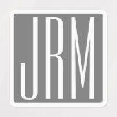 Initiaal Monogram | Wit Op Grijs Labels (Design 1)