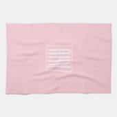 Initiaal Monogram | Wit Op Lichtroze Theedoek (Horizontaal)