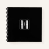 Initiaal Monogram | Wit Op Zwart Notitieboek (Voorkant)