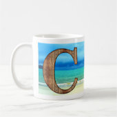 Initiaal Monogram Wooden Letter C Beach Ocean Scen Koffiemok (Links)