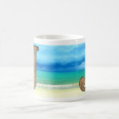 Initiaal Monogram Wooden Letter J Beach Ocean Scen Koffiemok (Center)