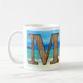 Initiaal Monogram Wooden Letter M Beach Ocean Scen Koffiemok (Links)