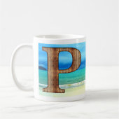 Initiaal Monogram Wooden Letter P Beach Ocean Scen Koffiemok (Links)