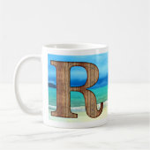 Initiaal Monogram Wooden Letter R Beach Ocean Scen Koffiemok (Links)
