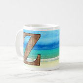 Initiaal Monogram Wooden Letter Z Beach Ocean Scen Koffiemok (Voorkant links)