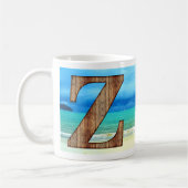 Initiaal Monogram Wooden Letter Z Beach Ocean Scen Koffiemok (Links)