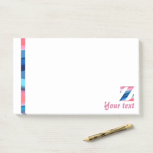 Initiaal monogram Z koraal blauw verloop Opmerking Post-it® Notes (Op bureau)