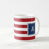 Initiaal monogram zeesnijpende mok rode marine (Voorkant rechts)