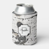 Initiaal monogram | Zwart Wit Aspen Bark Foto Blikjeskoeler (Blikje Voorkant)