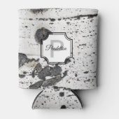 Initiaal monogram | Zwart Wit Aspen Bark Foto Blikjeskoeler (Voorkant)