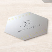 Initiaal Monogrammed Gold Silver Sjabloon Trendy Kartonnen Onderzetters (Schuin)