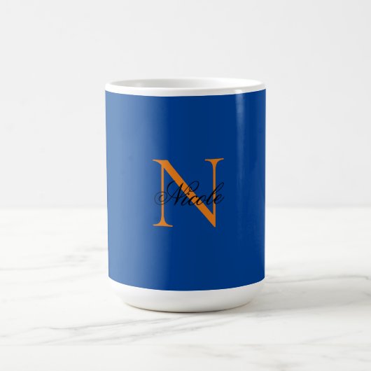 Initiaal Monogrammen Handgeschreven Naam Deep Blue Koffiemok (Center)