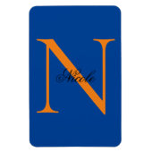 Initiaal Monogrammen Handgeschreven Naam Deep Blue Magneet (Verticaal)