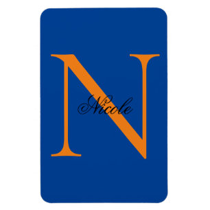 Initiaal Monogrammen Handgeschreven Naam Deep Blue Magneet