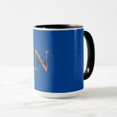 Initiaal Monogrammen Handgeschreven Naam Deep Blue Mok (Voorkant rechts)