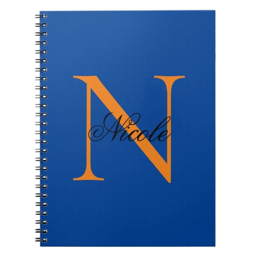 Initiaal Monogrammen Handgeschreven Naam Deep Blue Notitieboek (Voorkant)