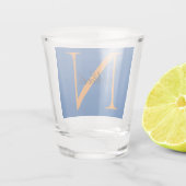 Initiaal Monogrammen Handgeschreven Naam Deep Blue Shot Glas (Achterkant)
