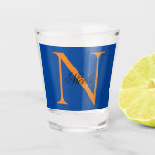Initiaal Monogrammen Handgeschreven Naam Deep Blue Shot Glas