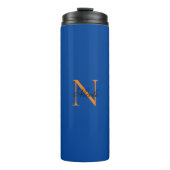 Initiaal Monogrammen Handgeschreven Naam Deep Blue Thermosbeker (Voorkant)