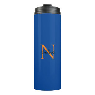 Initiaal Monogrammen Handgeschreven Naam Deep Blue Thermosbeker