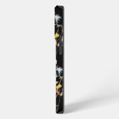Initiaal mooie wilde bloemen Feminine Black patroo iPhone Hoesje (Linkerkant)