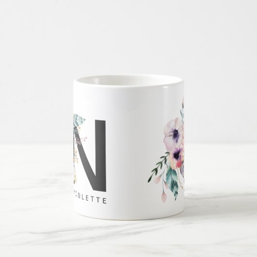 Initiaal "N" Alfabet Mok Monogram Boho Waterverf (Center)