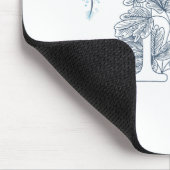 Initiaal "N" Blauw Monogram Kalm Bloemen Muismat (Hoek)