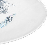 Initiaal "N" Blauw Monogram Kalm Bloemen Snijplank (Hoek)