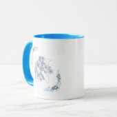 Initiaal "N" Blauw Monogram Kalme Bloemenkoffie Mok (Voorkant links)