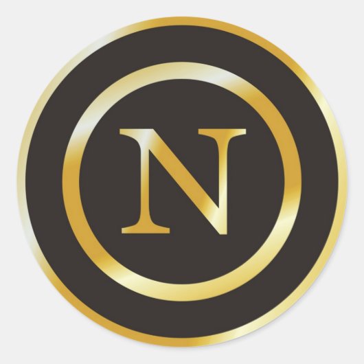 Initiaal N Gouden Monogram Bruiloft Stickers (Voorkant)