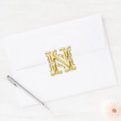 Initiaal N Hoofdletter Monogram Sticker in Goud (Envelop)