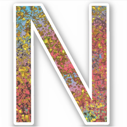 INITIAAL N KAPITAALKLEURENDE BRIEF STICKER (Voorkant)