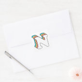 Initiaal N Letternaam Schattige Rainbow-alfabet Vierkante Sticker (Envelop)