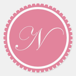 Initiaal N princess roze monogram, partij voor bez Ronde Sticker