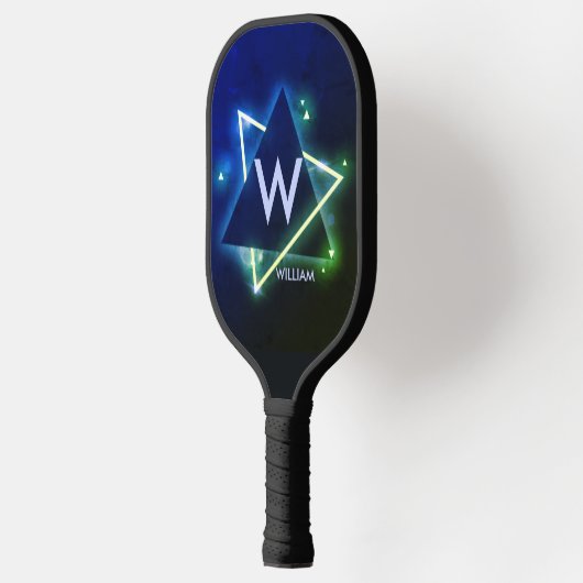 Initiaal Naam Blauwe ruimte driehoeken wijzigen Pickleball Paddle (Links)