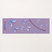 Initiaal & Naam Blauwe Vlinder Flutter Lavendel Yogamat (Achterkant (horizontaal))