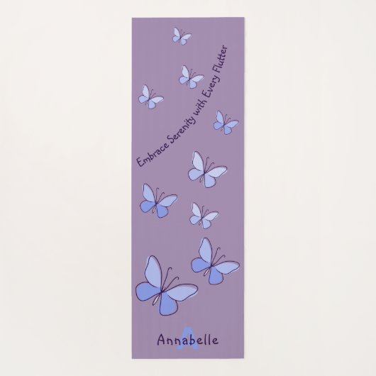 Initiaal & Naam Blauwe Vlinder Flutter Lavendel Yogamat (Achterkant)