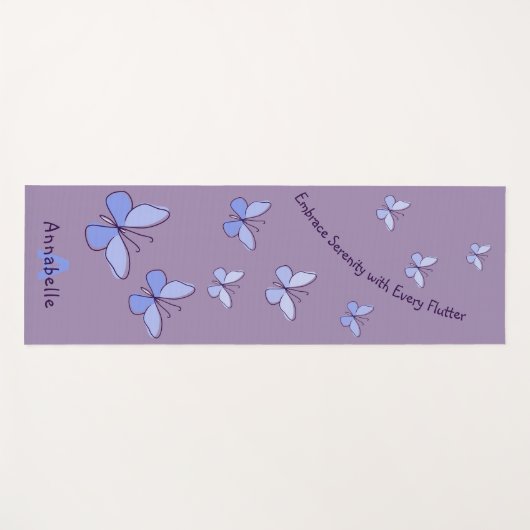 Initiaal & Naam Blauwe Vlinder Flutter Lavendel Yogamat (Voorkant (horizontaal))