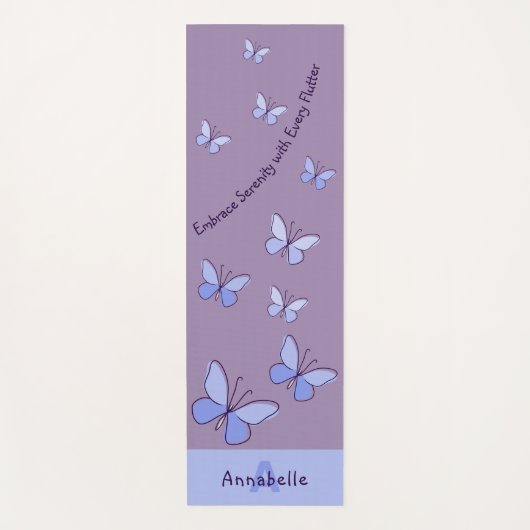 Initiaal & Naam Blauwe Vlinder Flutter Lavendel Yogamat (Voorkant)