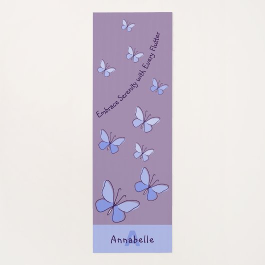 Initiaal & Naam Blauwe Vlinder Flutter Lavendel Yogamat (Achterkant)