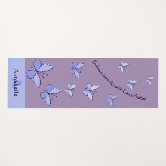 Initiaal & Naam Blauwe Vlinder Flutter Lavendel Yogamat (Voorkant (horizontaal))