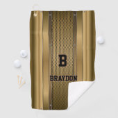 Initiaal Naam Bruin-Tan-beige textuur toevoegen Go Golfhanddoek (Insitu)