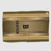 Initiaal Naam Bruin-Tan-beige textuur toevoegen Go Golfhanddoek (Horizontaal)