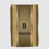 Initiaal Naam Bruin-Tan-beige textuur toevoegen Go Golfhanddoek (Voorkant)