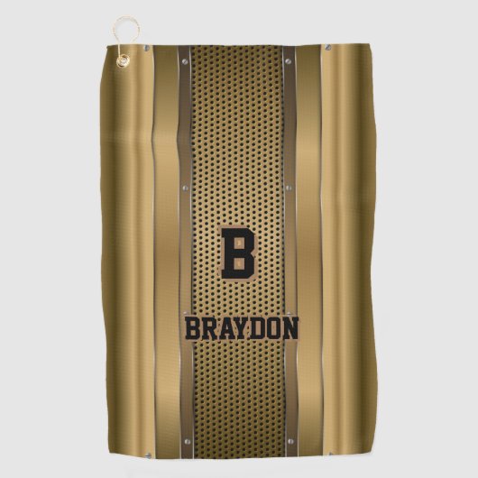 Initiaal Naam Bruin-Tan-beige textuur toevoegen Go Golfhanddoek (Voorkant)