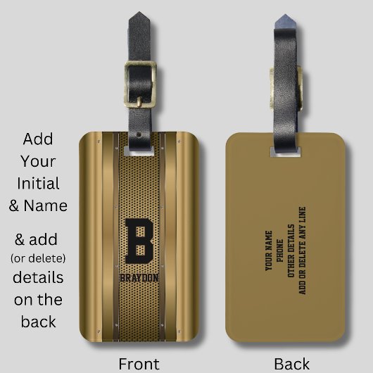 Initiaal Naam bruine tan beige textuur toevoegen Bagagelabel