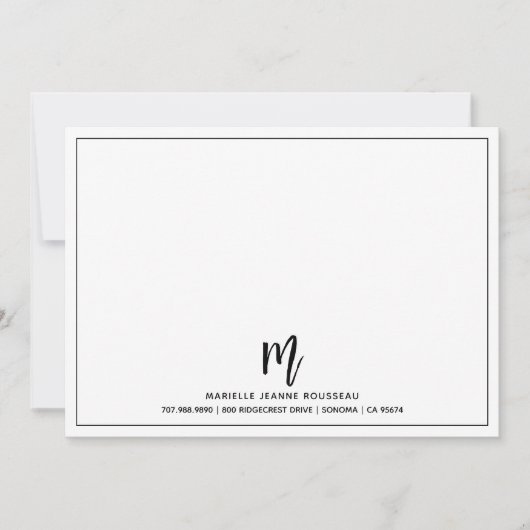 Initiaal Naam monogram penseeluiteinde Notitiekaartje (Voorkant)