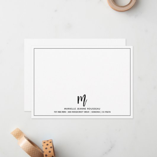 Initiaal Naam monogram penseeluiteinde Notitiekaartje (Voorkant / Achterkant in situ)